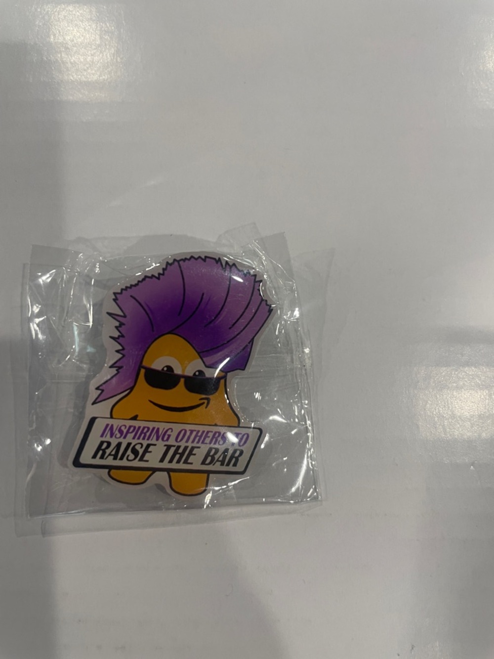 Purple-Haired Cartoon Sticker - "Raise The Bar"